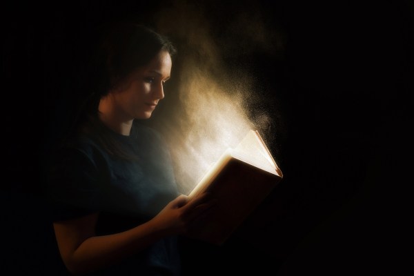 Reading a glowing book