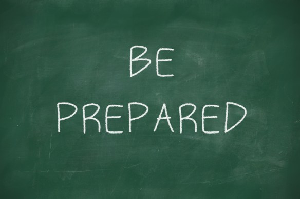 Be prepared handwritten on blackboard