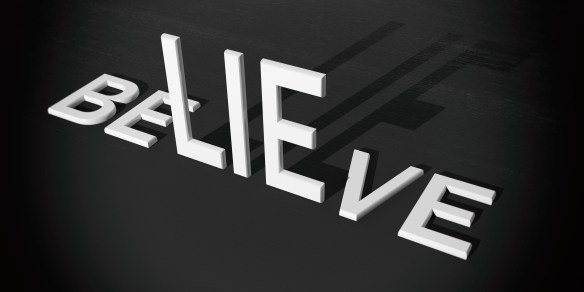 3d rendering words lie and believe